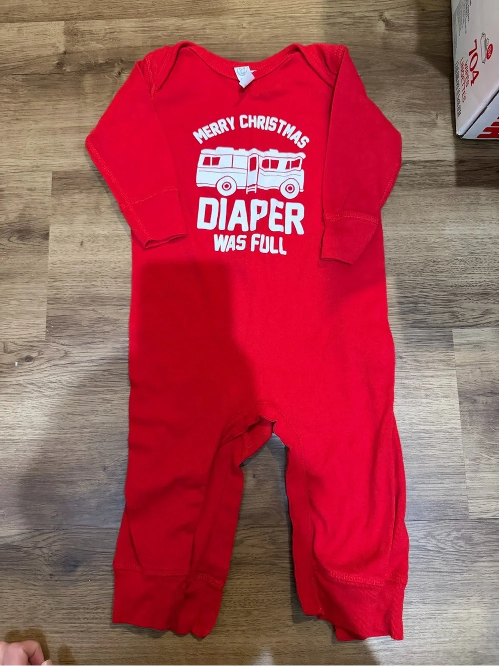 Rabbit Skins Red 'Merry Christmas Diaper Was Full' One-Piece